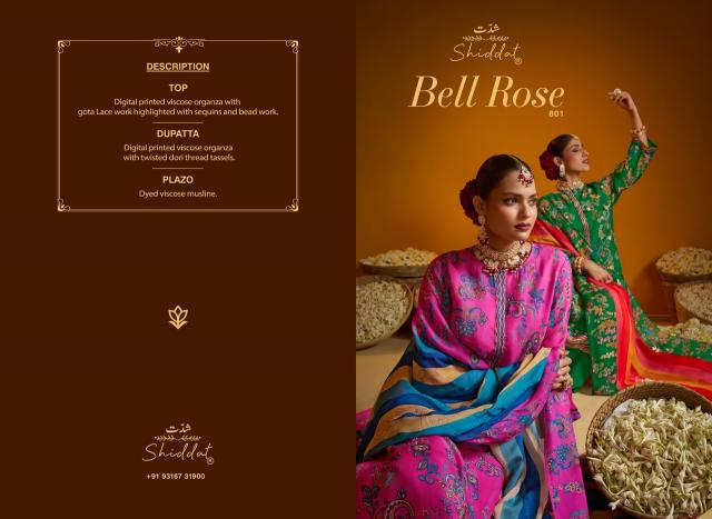 Shiddat bell rose 801 crepe dress material wholesale